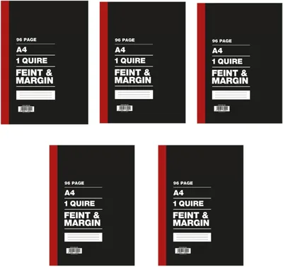 A4 Counter Book Feint & Margin 96 Pages - Pack of 5