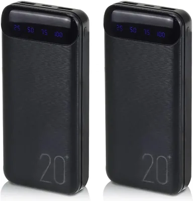 2 Pack 20000mAh Power Banks with Dual USB Outputs