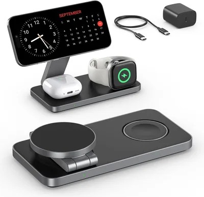 SoulBytes Cargador inalámbrico 3 en 1, Estación de Carga plegable para iPhone 17, 16, 15 y 14