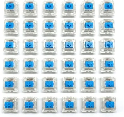 24 PCS Blue Mechanical Switches - Pre-Lubricated Clicky Set