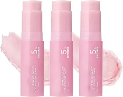 Balm Stick PDRN Pink Collagen Volume, Hidratante Facial Todo en Uno con Péptidos y Volufiline