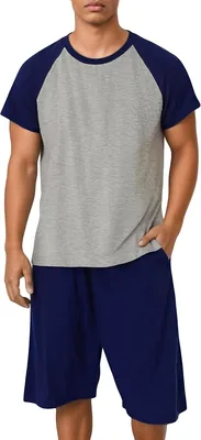 Harmie Mens Summer Pyjamas Set Short Sleeve Top & Shorts with Pockets - Best Deal