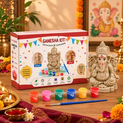 टाइड रिबन्स पर्यावरण-अनुकूल DIY अपने ही गणेश इडोल किट - (मिट्टी, 9.1 सेमी)