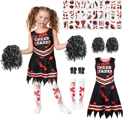 Girl's Cheerleader Costume - Scary Zombie Halloween