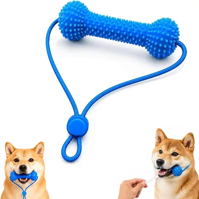 ポクミル 犬用歯磨きおもちゃ 噛むおもちゃ 1個セット（ストラップ付き、長さ調整可能） - 小型・中型・大型犬対応 | 犬用デンタルトイ 知育玩具