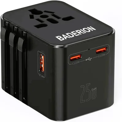 Universal Travel Adapter - International Plugs, Black