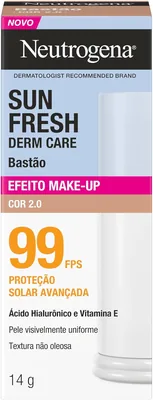 Protetor Solar Facial em Bastão Neutrogena Sun Fresh, Cor 2.0, FPS 99 | Efeito Make-up, Cobertura Aveludada, Resistente à Água
