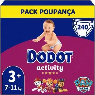 Dodot Actividad, Pañales para Bebé, Talla 3+, 7-11 kg, Pack de 240