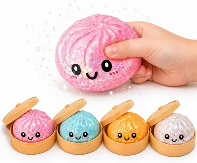 Glitter Dumpling Squishy Stress Ball - Kawaii Mochi Toy