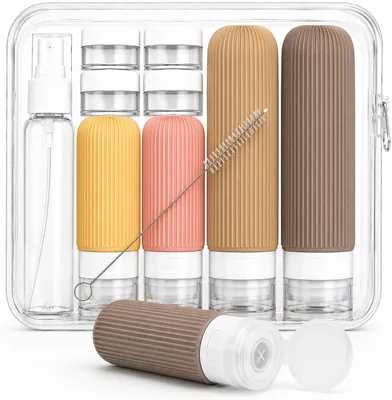 Kit Frasco de Viagem 17 Itens com Necessaire Transparente (Amarelo) - Melhor Preço