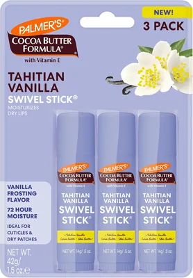 Palmer's Tahitian Vanilla Swivel Stick, Barra Humectante Multiuso: Labios, Rostro & Cuerpo, Humectación 72 horas, Suaviza Lab