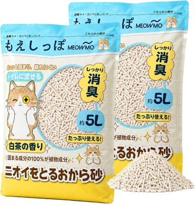 猫砂 おから固まる【消臭パック付き・低粉塵設計】ネコ砂 5L×2袋 | 植物由来、おからの猫砂、トイレに流せる、システムトイレ対応、多頭飼い、室内飼い