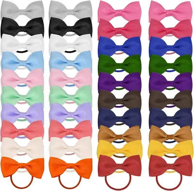 40 Mini Baby Hair Bows Ties Elastic Rubber Bands