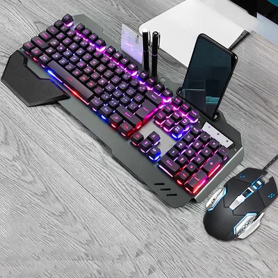 AMONIDA Wired Mechanical Keyboard & Mouse Gaming Set Black