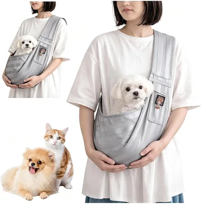 [防跳ネックストラップ & 滑り止めロック] 小型犬・猫用ペットスリング　28.7ポンドまで対応
