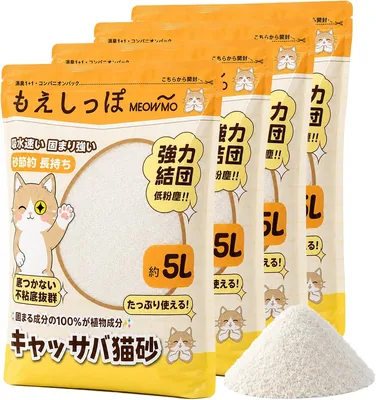 オイノノ猫砂 カサバ素材（硬く固まり、強力な脱臭・低ダスト）、猫砂、1.6ガロン×4袋 | 植物由来