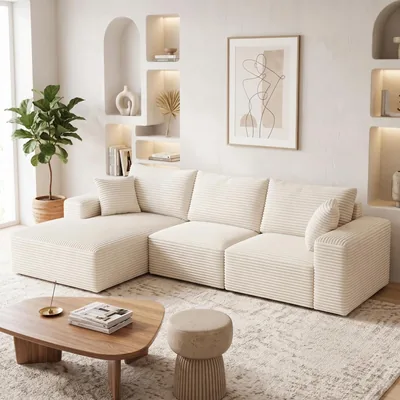 Artiss Sofa L-Shaped 3 Seater White Best Deal
