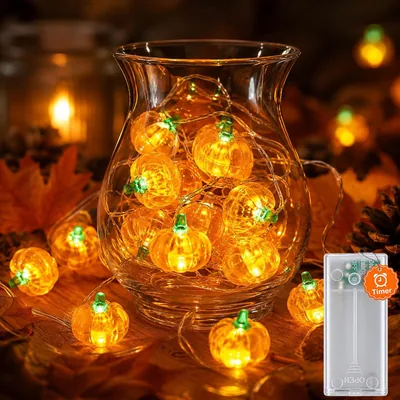 Pflanzenlichtketten mit Batterie und Timer, 2 m 20 LED Herbstdekoration