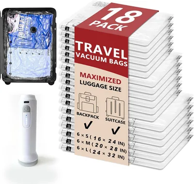 Ofrdncy Travel Vacuum Bags with Portable Pump, 18-Piece Set
