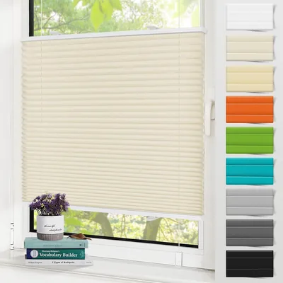 Zarnan Klemmfix Plisséschere Ohne Bohrung Beige W 70 x H 90 cm Sonnenschutz und Privatsphäre Vorhänge Einfache Montage
