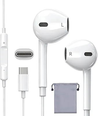 グリホープ イヤホン タイプC（2026新モデル 耐久性） - 有線イヤホン マイク付き HiFi音質 ノイズ低減 重低音 遅延なし | 音量調節 ステレオヘッドホン ゲーム/音楽/通話対応 耳掛け式 カナル型 軽量 絡みにくい 防水・防汗