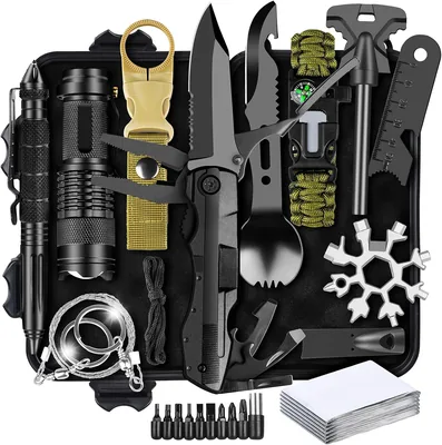 250PC Camping Essentials - Gifts for Men Dad Him Husband - Camping Survival Kits, Stocking Stuffers 