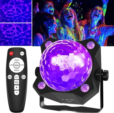 PAIFIEVD Black Lights Disco Party Light for Glow Party,Halloween Decor | 2 in 1 Black Light Disco Ba