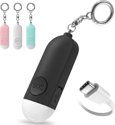Qosea 130dB アンチロストタグ セキュリティーサイレン LEDライト USB充電 コンパチブル iOS/Android カラー | ペット迷子防止 鍵財布子供用