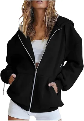 Maglietta con Cappuccio Generica per Donna - Con Zip e Tasche Pratiche