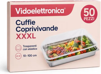 Vidoelettronica® 50 Pezzi Copritavola XXXL con Elastico per Vassoi, Piatti, Ciotole e Contenitori