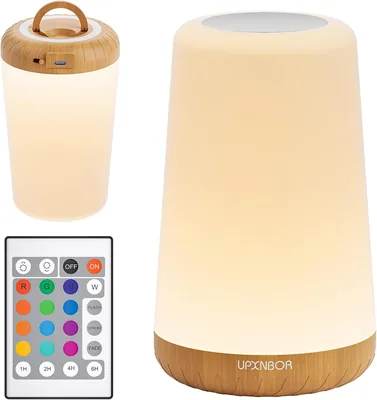 UPXNBOR LED Nachttischlampe, Nachtlicht für Schlafzimmer & Kinderzimmer | Touch Stilllicht mit Fernbedienung, 13 RGB Farben