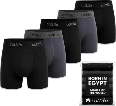 5 Pack Egyptian Cotton Men's Boxers - Cooling & Breathable