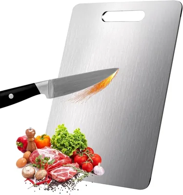 MOMENT Stainless Steel Cutting Board, Double Sided 304 Food Grade Chopping Board