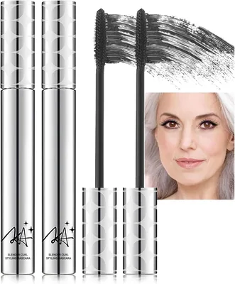 2x Black Mascara für ältere Frauen - wasserfester Mascara, ideal für dünne & alternde Wimpern, bietet mehr Volumen