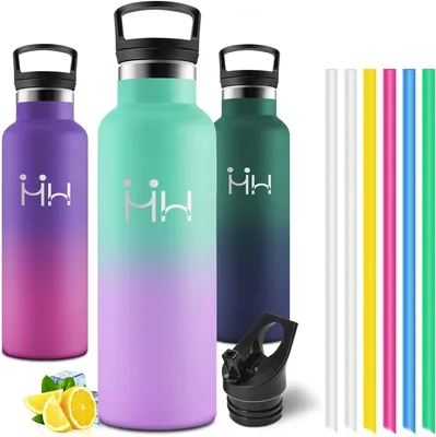 Botella Térmica Motswedi de 750 ml con Paja, Botella de Agua de Acero Inoxidable, para Bebidas Cálidas y Frías