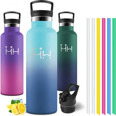 Botella Térmica Motswedi de 750 ml con Paja, Botella de Agua de Acero Inoxidable, Thermoflask, para Bebidas Calientes y Frías, para Oficina