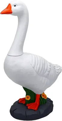 Luocute 23 Inch Veranda Gans, Komik Resin Gans Skulptur för | Trädgårdsdekor med Detachabel Hat, Gard Stof Bas
