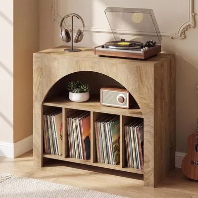 Tribesigns Record Player Stand - 2 Tier Storage Best Deal