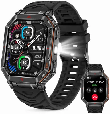 BezosMax Rugged GPS Watch with AI Voice & Flashlight