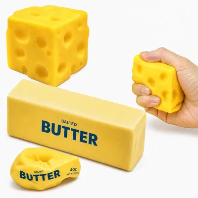 HUQINXIN Squishy Fromage et Beurre, Jouet de Squelette Sensory, Adouci et Lentement en Mousse
