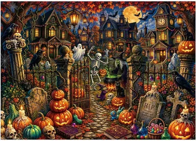 Halloween Village Puzzle - 1000 Pieces