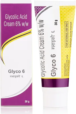 ग्लाइको-6 ग्लाइकॉलिक एसिड क्रीम 6% w/w (30g) - अनसेंट एक्सफ़ोलिएटिंग क्रीम साफ, युवा, चमकदार त्वचा के लिए