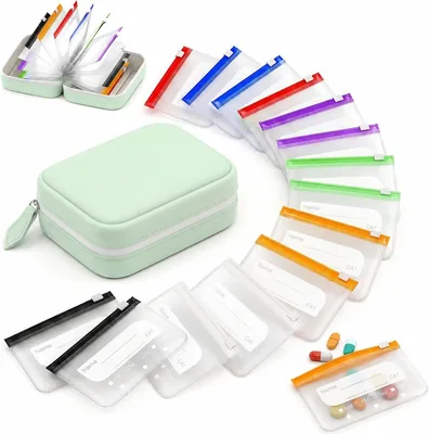 14-Pack Colorful Waterproof Pill Organizer Pouches