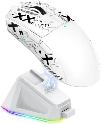 X11 59g Superlight Wireless Gaming Mouse with Grip Tape, RGB Charging Dock BT/2.4G Wireless/Wired Pc