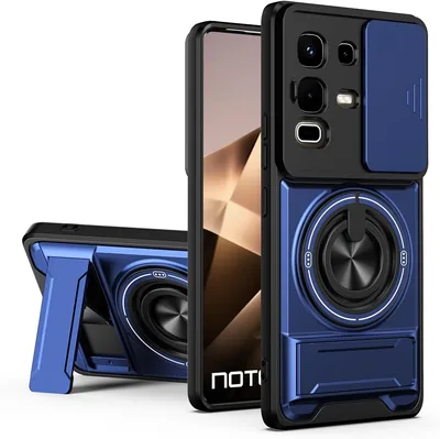 غطاء هاتف حماية صدمة UNBLACK للكاميرا TPU + PC مع حامل قابل للطي متوافق مع Infinix Note 50s 5G، أزرق