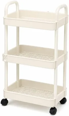 Carrello multiuso Cecaro Group a 3 ripiani con ruote - Organizzatore di stoccaggio in plastica durevole per bagno, cucina e ufficio