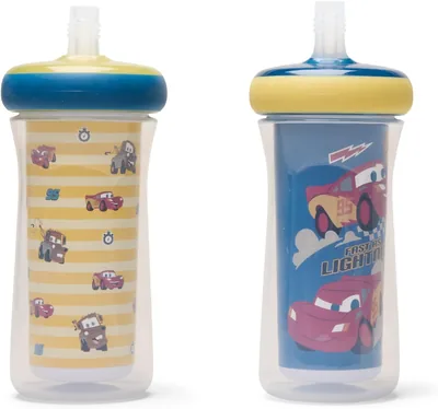 The First Years Disney Cars Insulated Straw Cup, Leak-Proof Sippy Cup with Silicone Straw