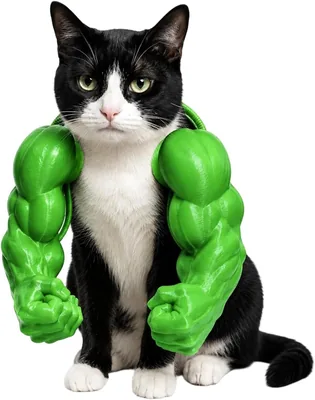 猫用 筋肉手アーム 3Dプリント コスプレ デコ 筋肉猫 首腕 アクセサリー 強い腕 創造的 大きな腕 | 猫のマッスルアーム ハロウィンコスチューム