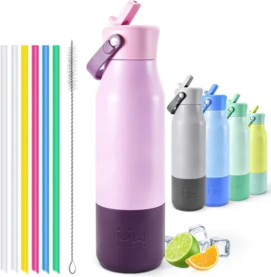 Bouteille d'eau Mulbijeo Isolée 900 ml avec Poignée en Silicone et Bouteille en Acier Inoxydable Imperméable pour Camping, Randonnée et Extérieur