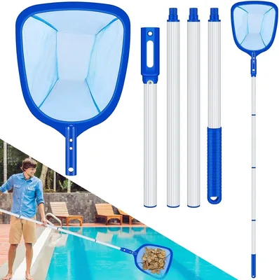 DEPAR Poolnät med teleskopisk stang, 200 cm, fin mesh, tryckresistent mesh, idealiskt för svimmbad, vattensnackar och whirlpool